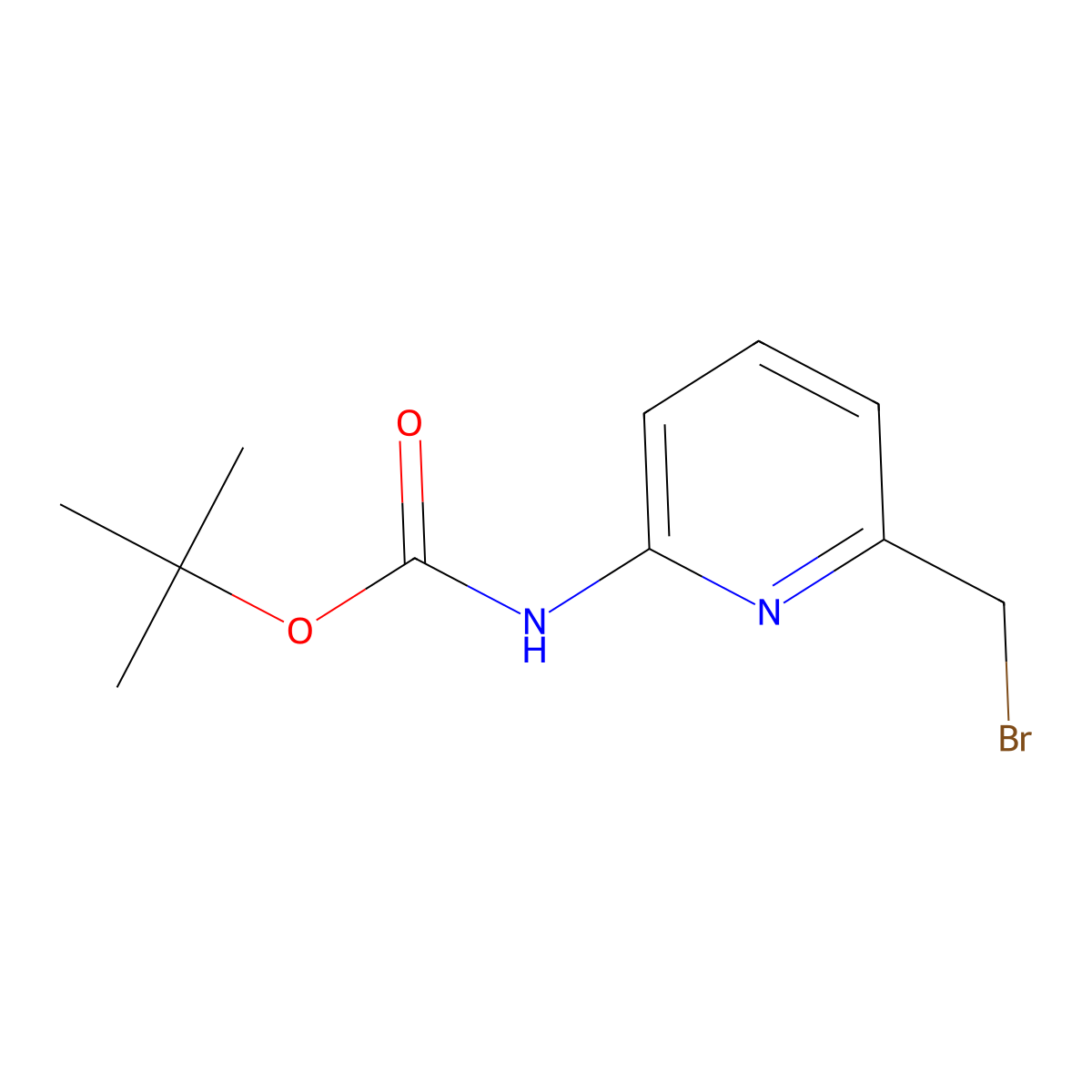 tert-Butyl (6-(bromomethyl)pyridin-2-yl)carbamate molecular structure, CAS 400781-16-0