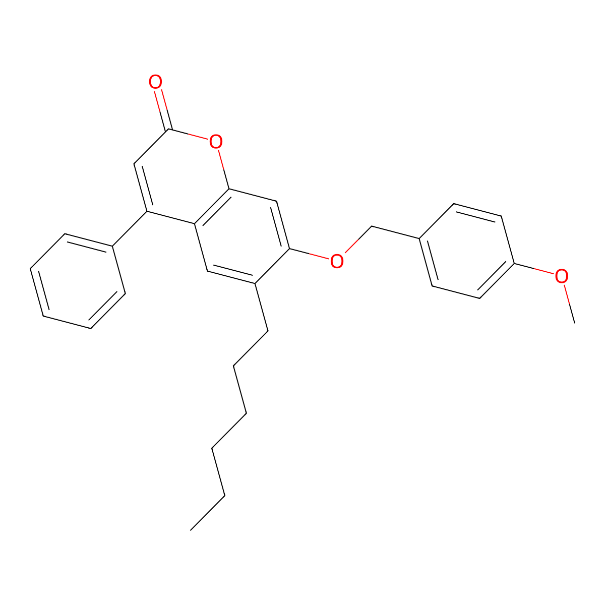 6-hexyl-7-[(4-methoxybenzyl)oxy]-4-phenyl-2H-chromen-2-one molecular structure, CAS 400786-07-4