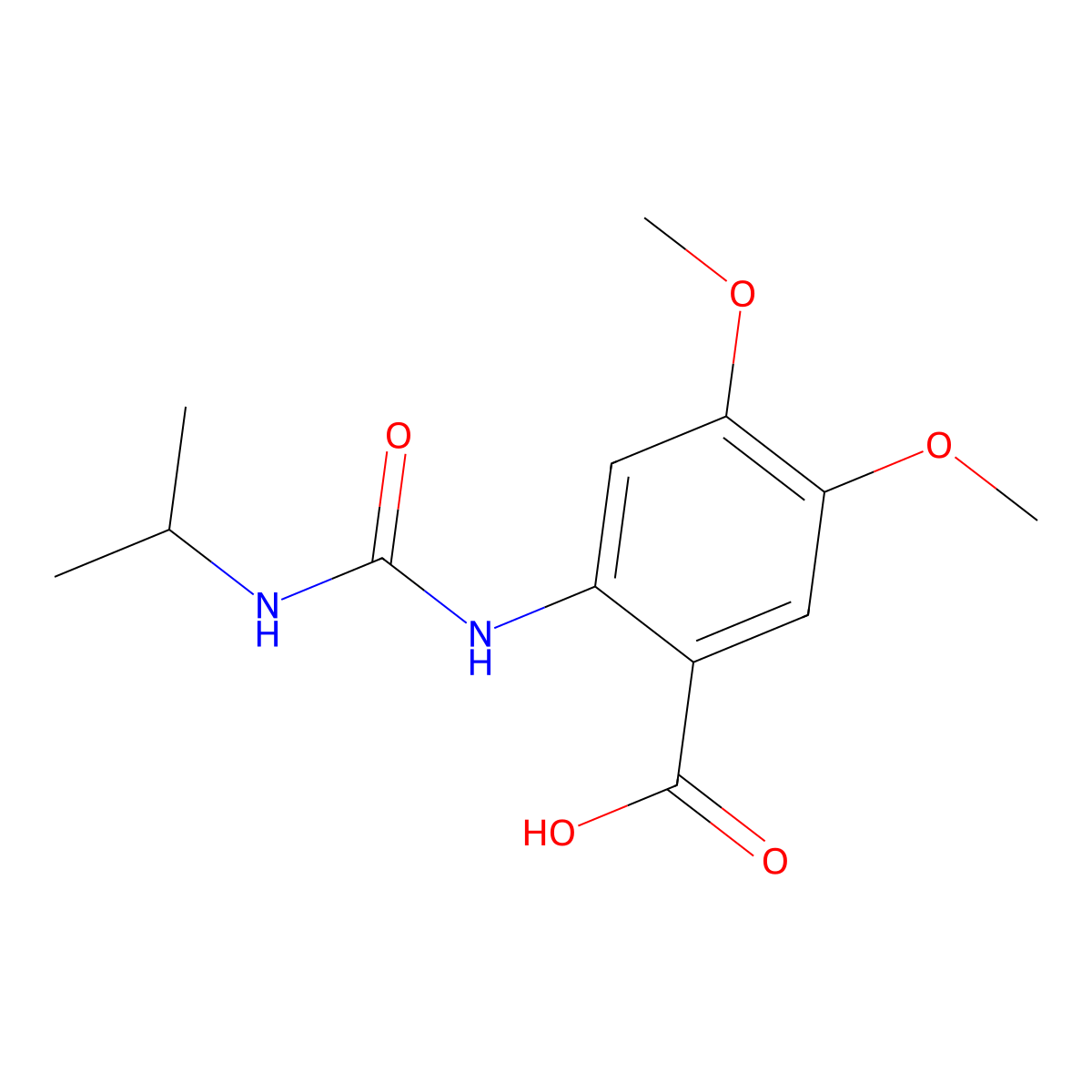 4,5-Dimethoxy-2-{[(propan-2-yl)carbamoyl]amino}benzoic acid molecular structure, CAS 400786-17-6