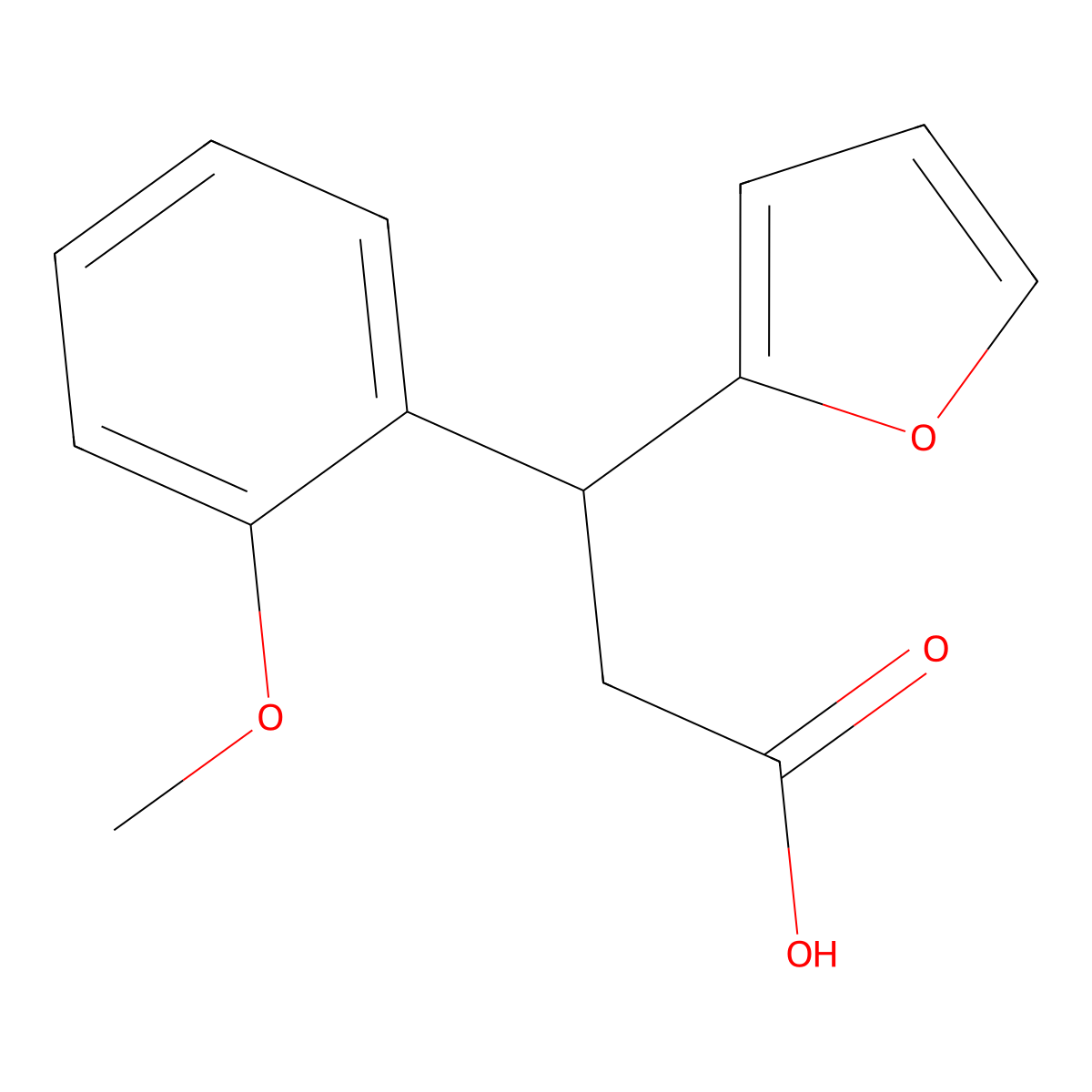 3-(Furan-2-yl)-3-(2-methoxyphenyl)propanoic acid molecular structure, CAS 400786-24-5
