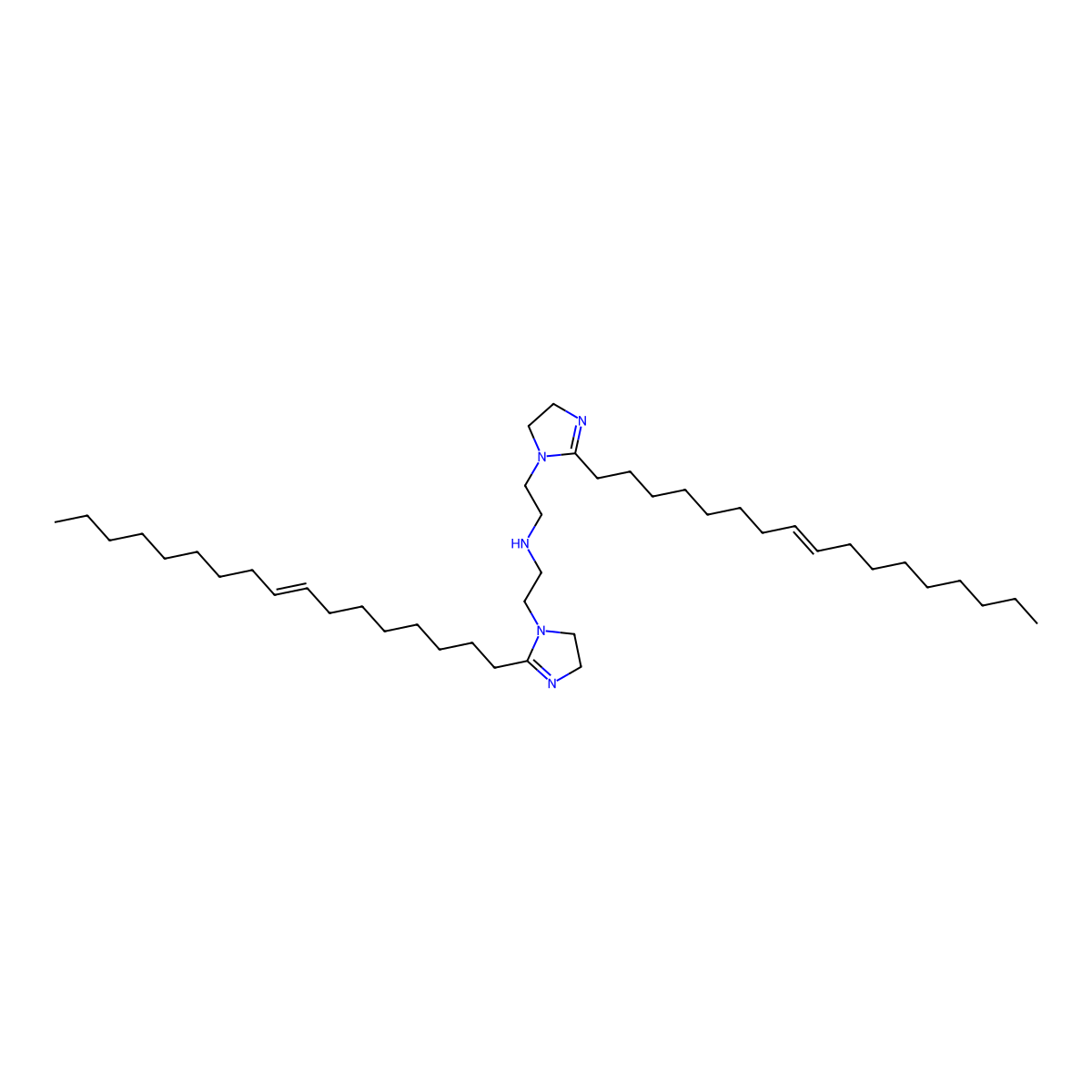 2-(8-Heptadecen-1-yl)-N-(2-(2-(8-heptadecen-1-yl)-4,5-dihydro-1H-imidazol-1-yl)ethyl)-4,5-dihydro-1H-imidazole-1-ethanamine molecular structure, CAS 4008-41-7