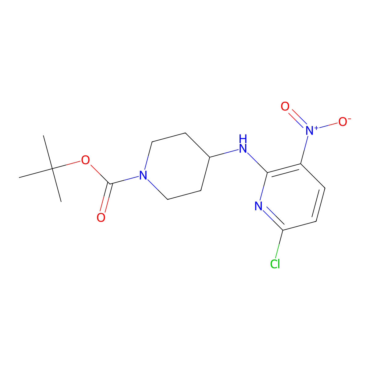 Tert-butyl 4-[(6-chloro-3-nitropyridin-2-yl)amino]piperidine-1-carboxylate molecular structure, CAS 400801-28-7