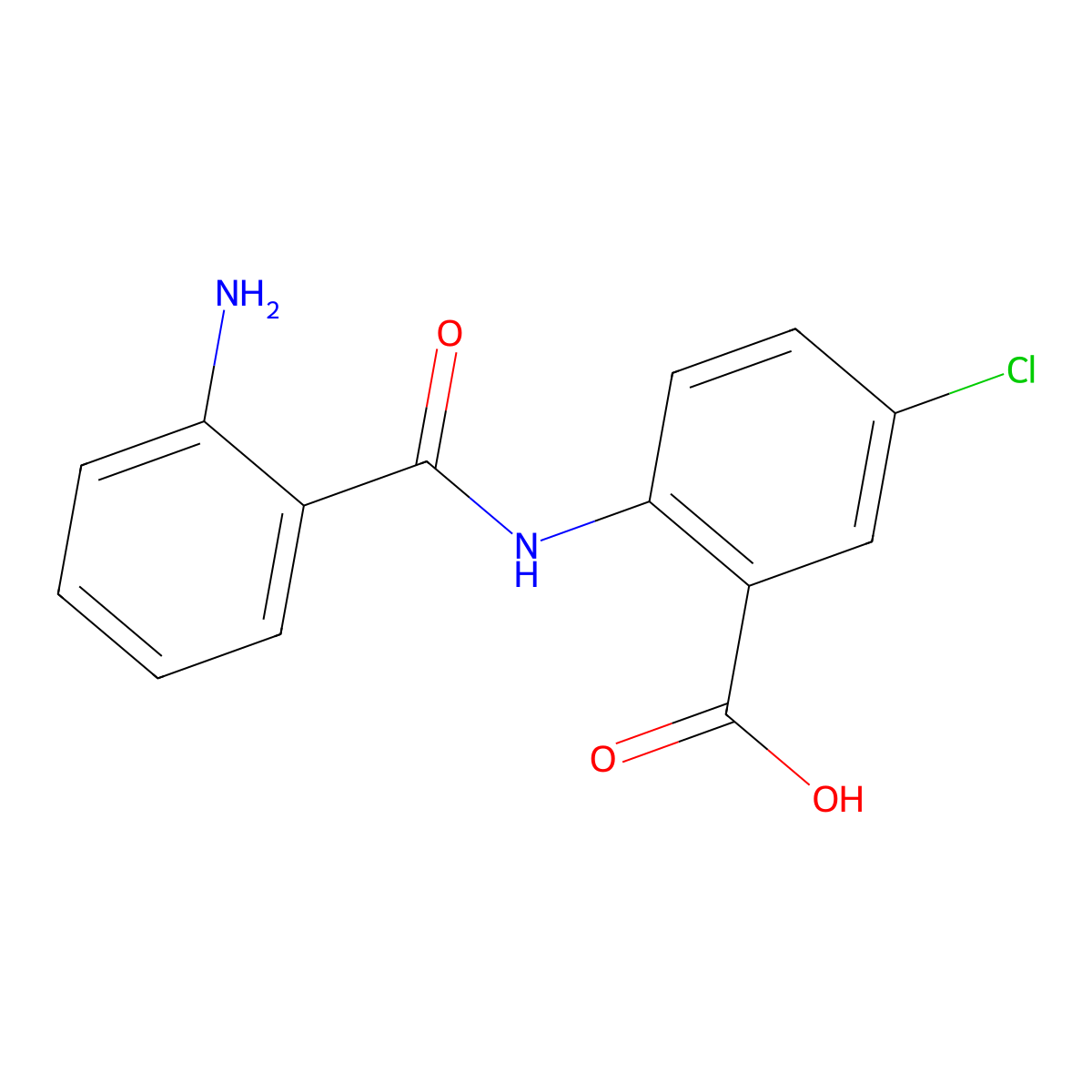 2-(2-Aminobenzamido)-5-chlorobenzoic acid molecular structure, CAS 40082-89-1