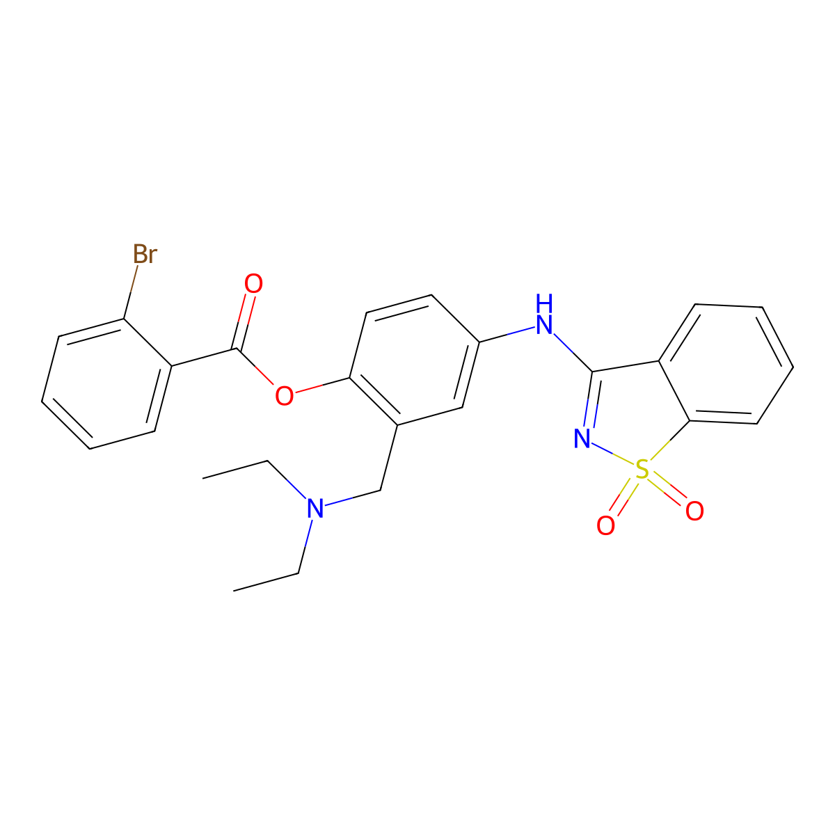 2-[(Diethylamino)methyl]-4-[(1,1-dioxido-1,2-benzothiazol-3-yl)amino]phenyl 2-bromobenzoate molecular structure, CAS 400823-09-8
