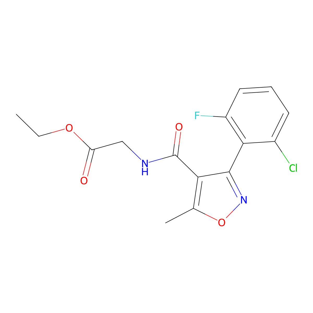 Ethyl 2-({[3-(2-chloro-6-fluorophenyl)-5-methyl-4-isoxazolyl]carbonyl}amino)acetate molecular structure, CAS 400823-29-2