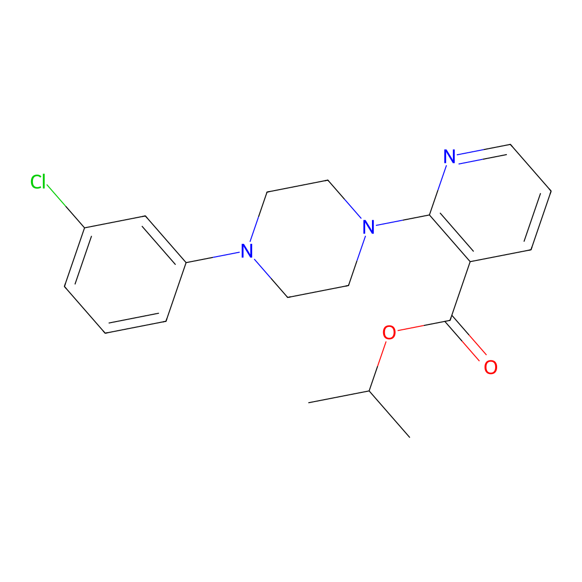 Isopropyl 2-[4-(3-chlorophenyl)piperazino]nicotinate molecular structure, CAS 400825-60-7