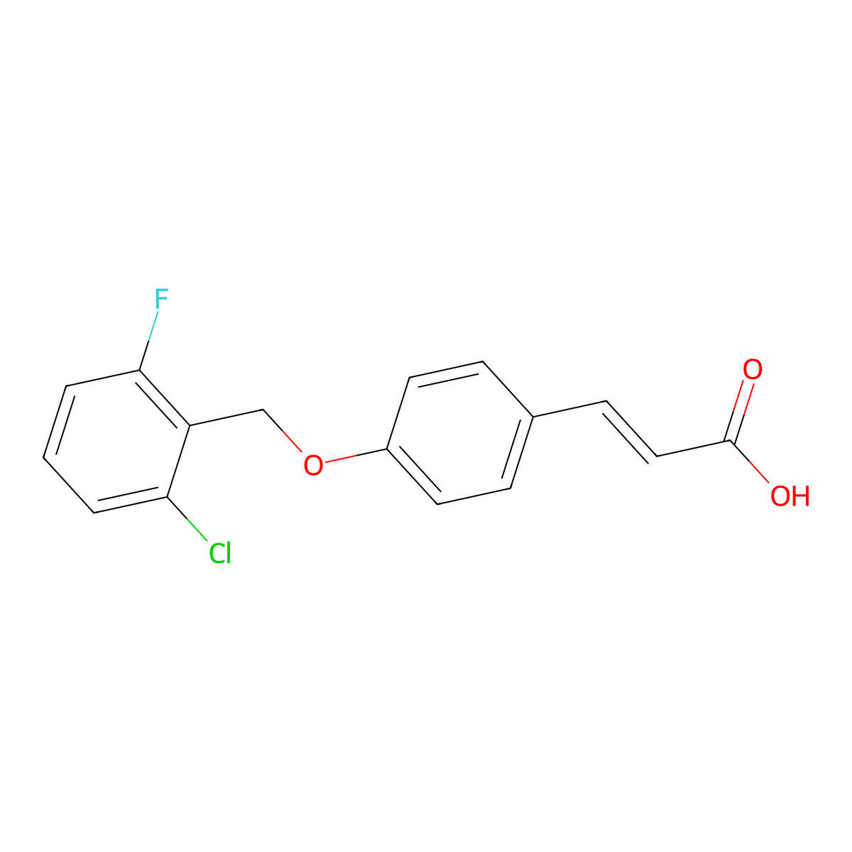 3-{4-[(2-Chloro-6-fluorobenzyl)oxy]phenyl}-acrylic acid molecular structure, CAS 400825-72-1