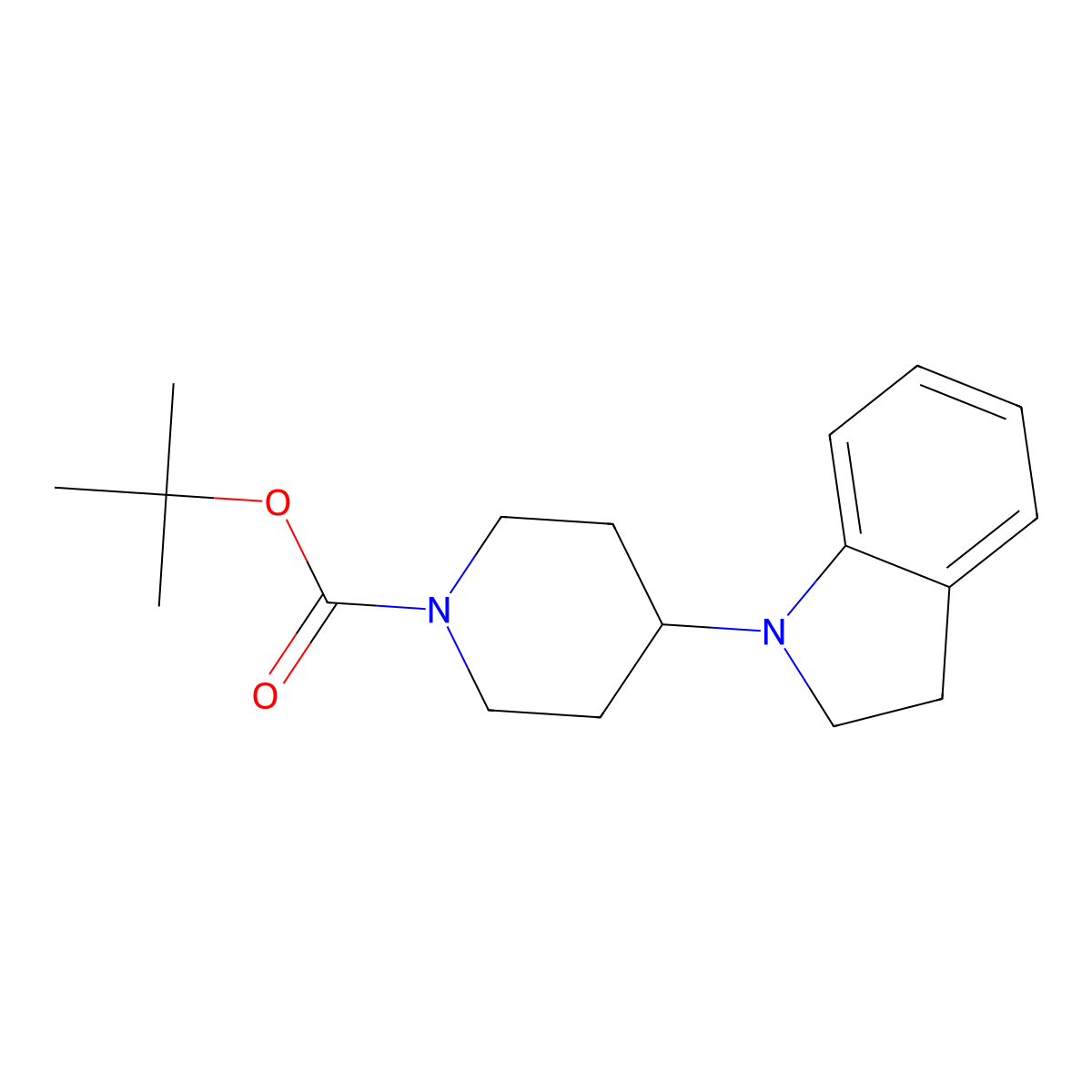 Tert-butyl 4-(indolin-1-YL)piperidine-1-carboxylate molecular structure, CAS 400828-91-3