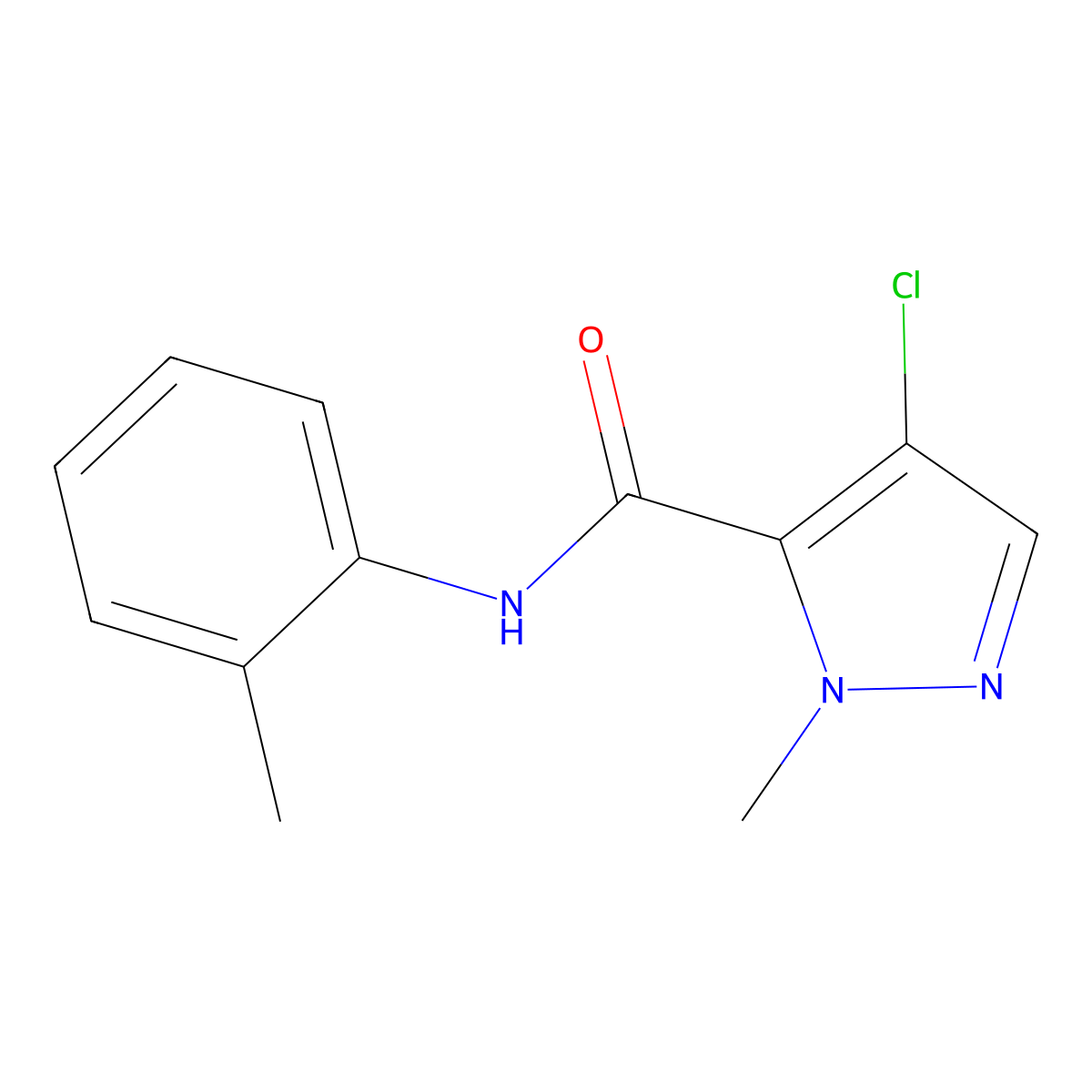 4-chloro-2-methyl-N-(2-methylphenyl)pyrazole-3-carboxamide molecular structure, CAS 400834-30-2