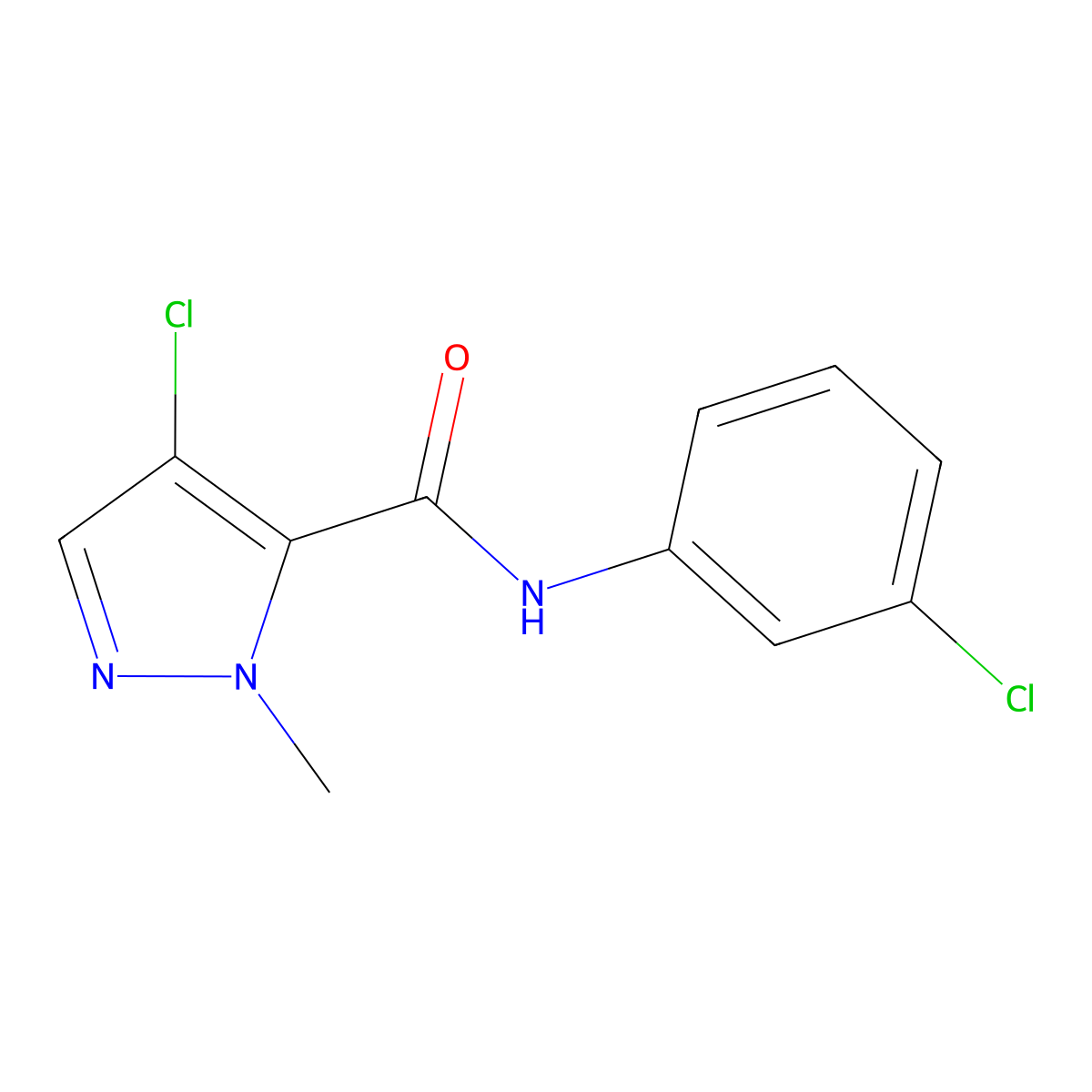 4-chloro-N-(3-chlorophenyl)-1-methyl-1H-pyrazole-5-carboxamide molecular structure, CAS 400834-32-4