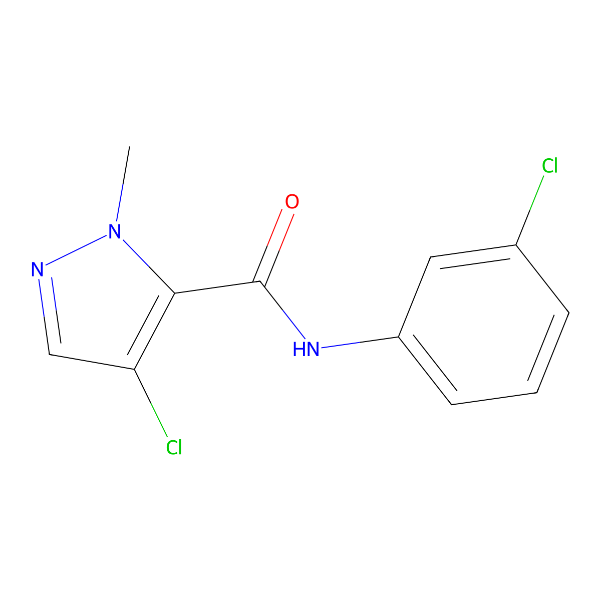 4-chloro-N-(3-chlorophenyl)-1-methyl-1H-pyrazole-5-carboxamide molecular structure, CAS 400834-32-4