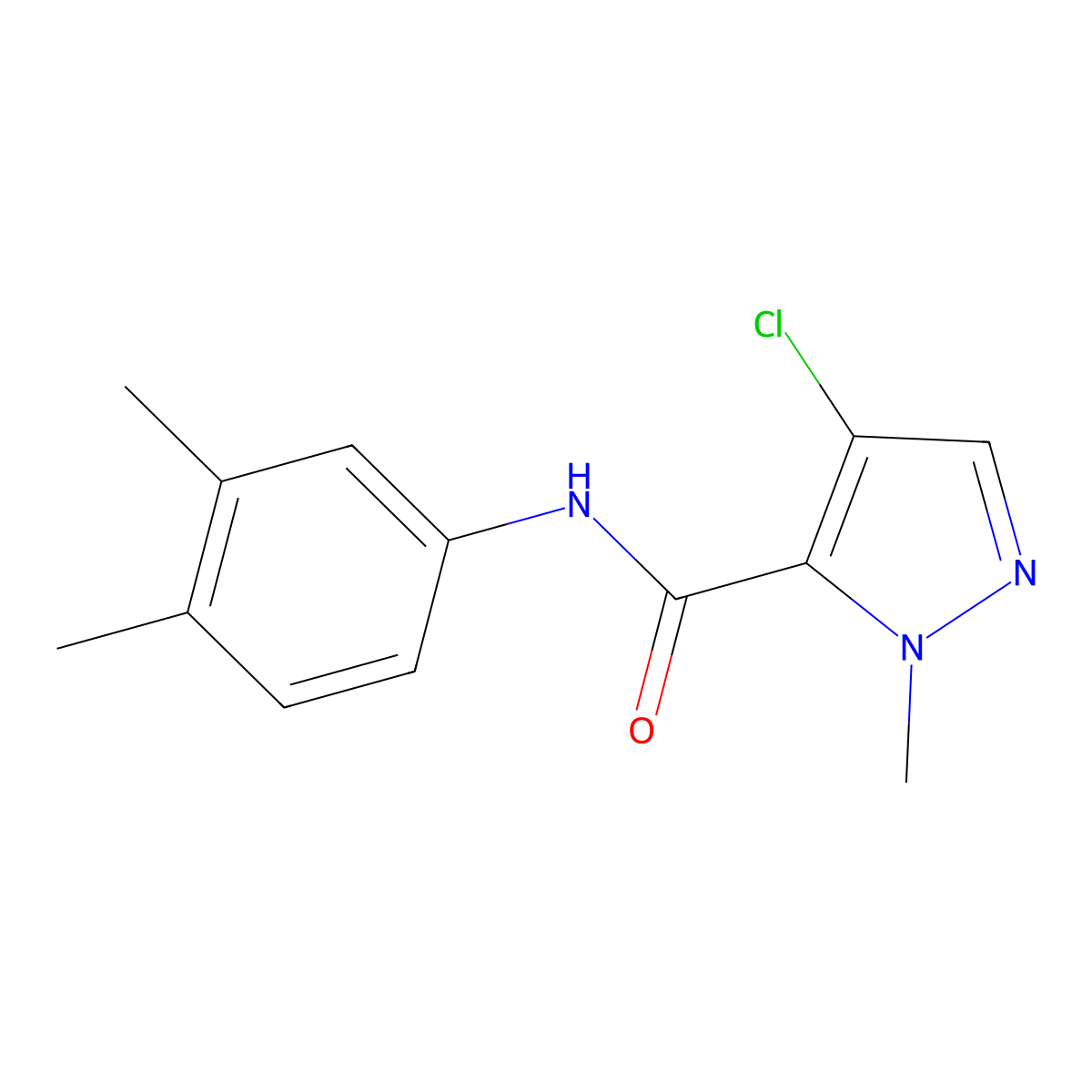 4-chloro-N-(3,4-dimethylphenyl)-1-methyl-1H-pyrazole-5-carboxamide molecular structure, CAS 400834-39-1