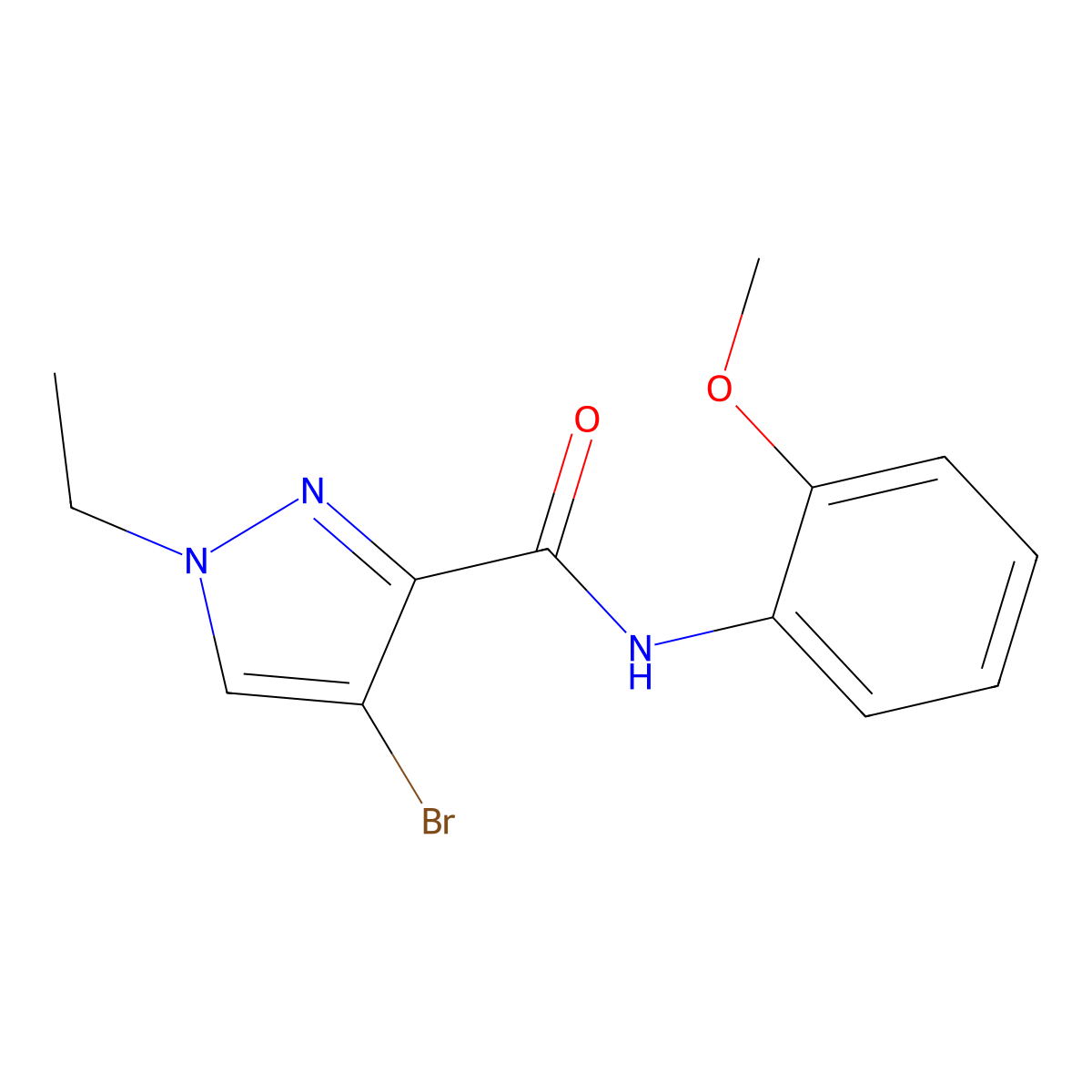 4-bromo-1-ethyl-N-(2-methoxyphenyl)-1H-pyrazole-3-carboxamide molecular structure, CAS 400838-92-8