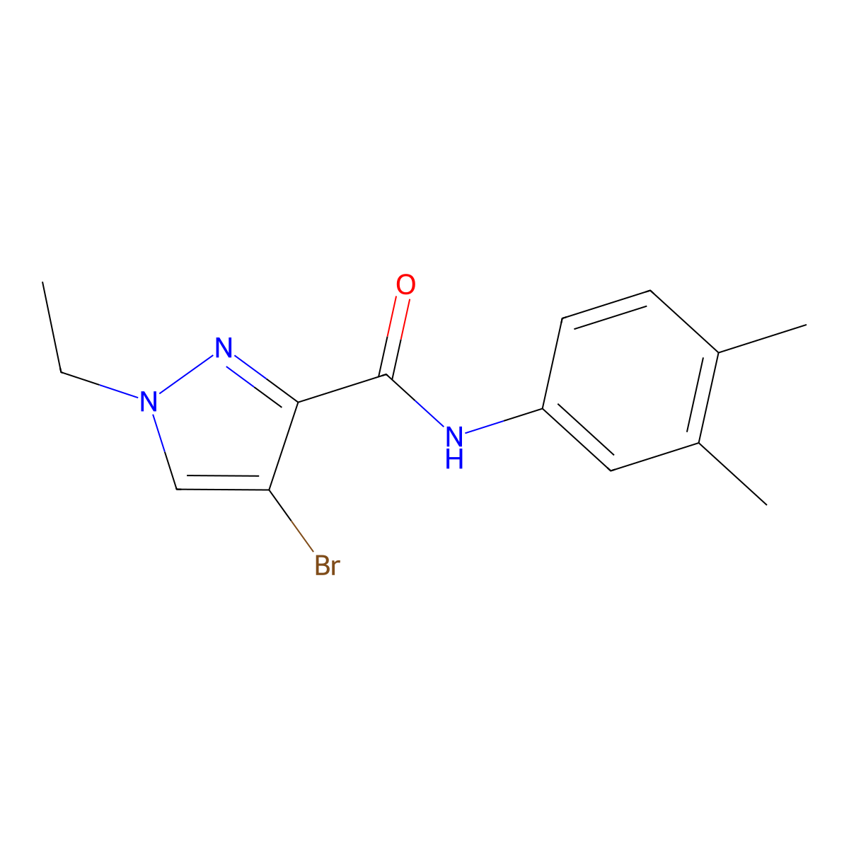 4-bromo-N-(3,4-dimethylphenyl)-1-ethylpyrazole-3-carboxamide molecular structure, CAS 400839-03-4