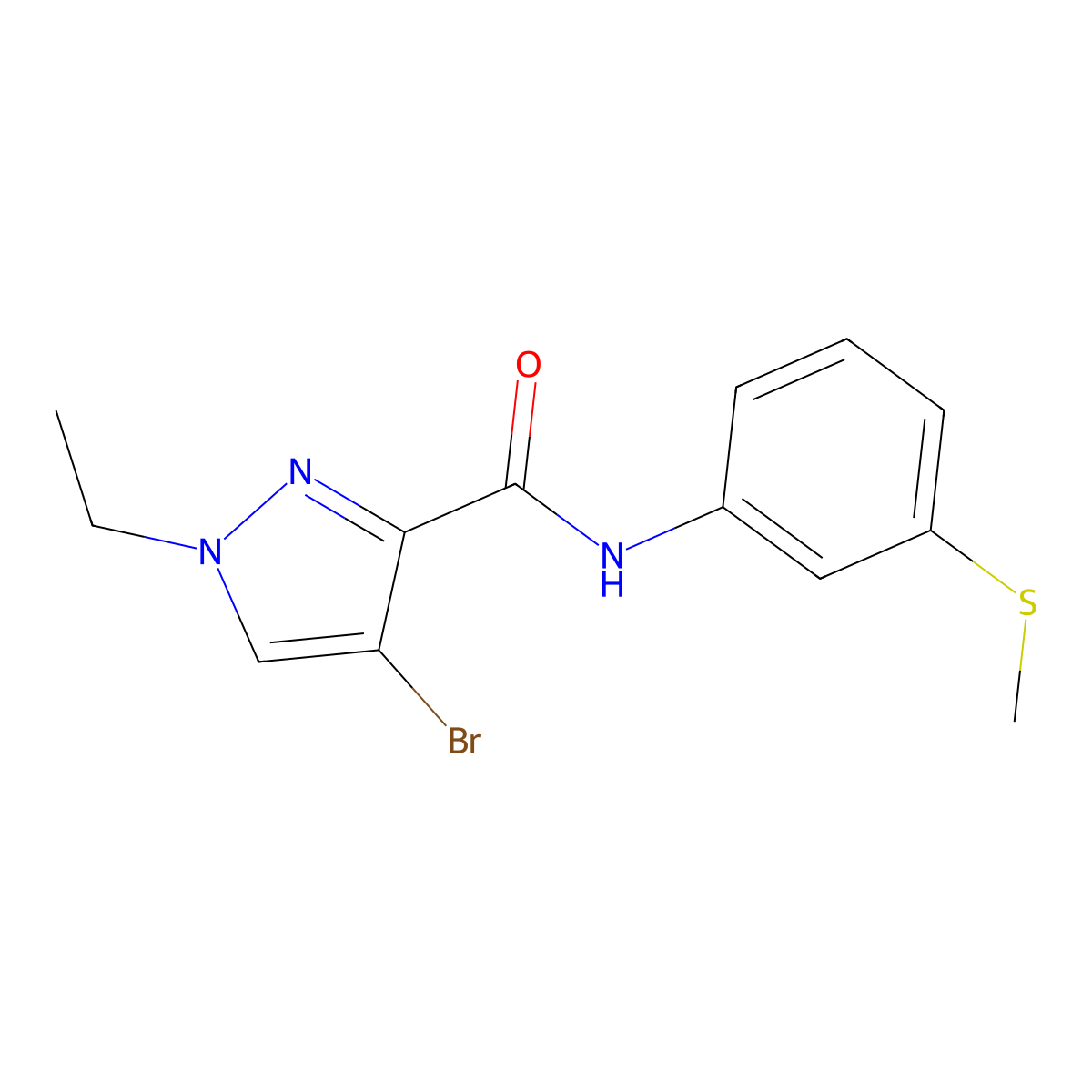 4-bromo-1-ethyl-N-[3-(methylsulfanyl)phenyl]-1H-pyrazole-3-carboxamide molecular structure, CAS 400839-04-5