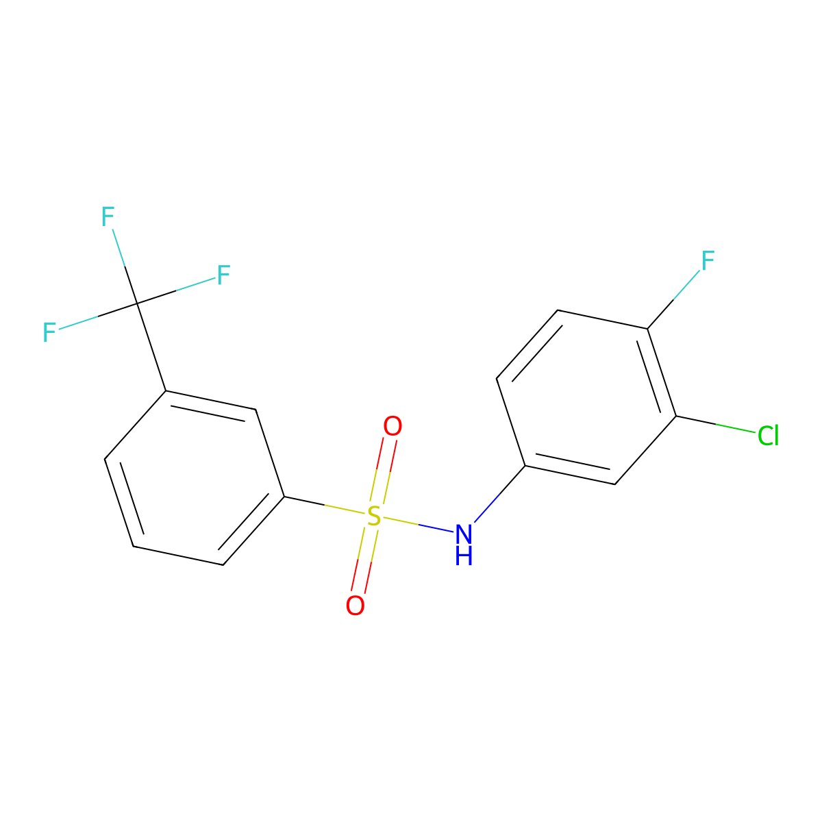 N-(3-chloro-4-fluorophenyl)-3-(trifluoromethyl)benzenesulfonamide molecular structure, CAS 400840-73-5