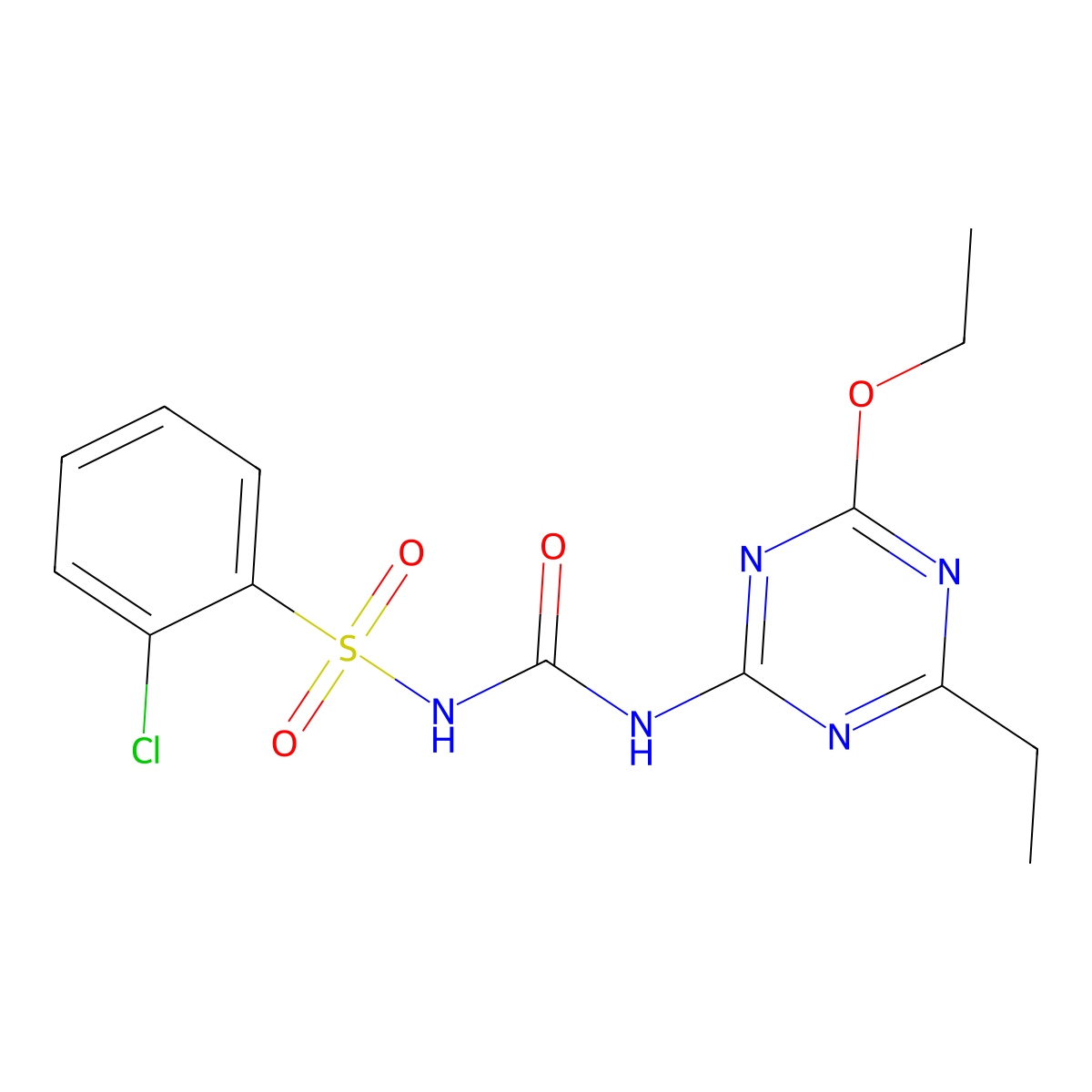 2-Chloro-N-[[(4-ethoxy-6-ethyl-1,3,5-triazin-2-yl)amino]carbonyl]benzenesulfonamide molecular structure, CAS 400841-09-0