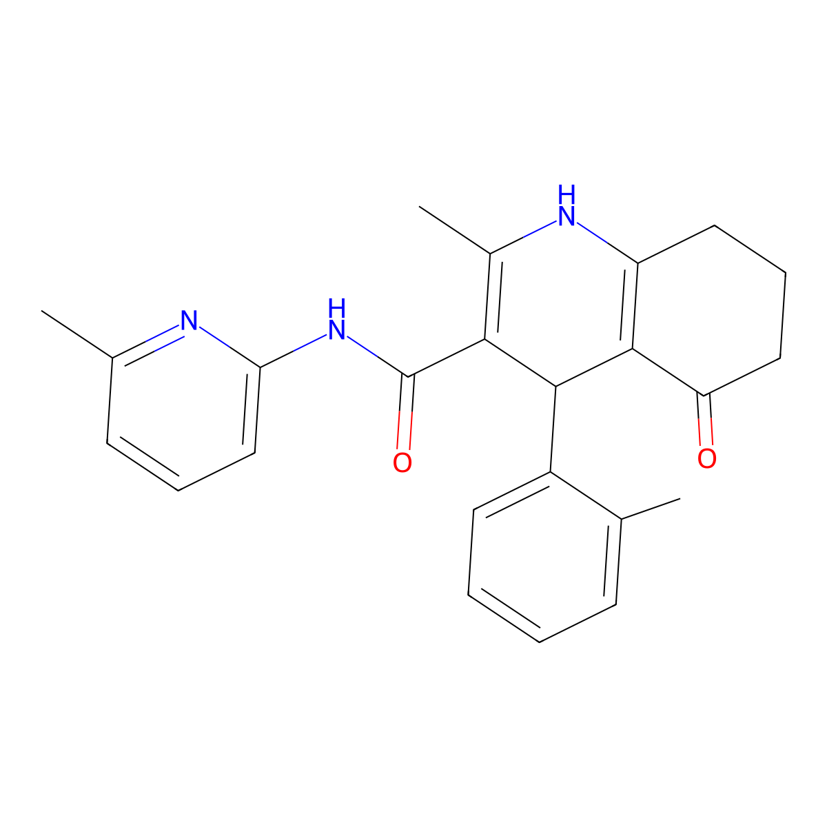 2-methyl-4-(2-methylphenyl)-N-(6-methylpyridin-2-yl)-5-oxo-4,6,7,8-tetrahydro-1H-quinoline-3-carboxamide molecular structure, CAS 400845-61-6