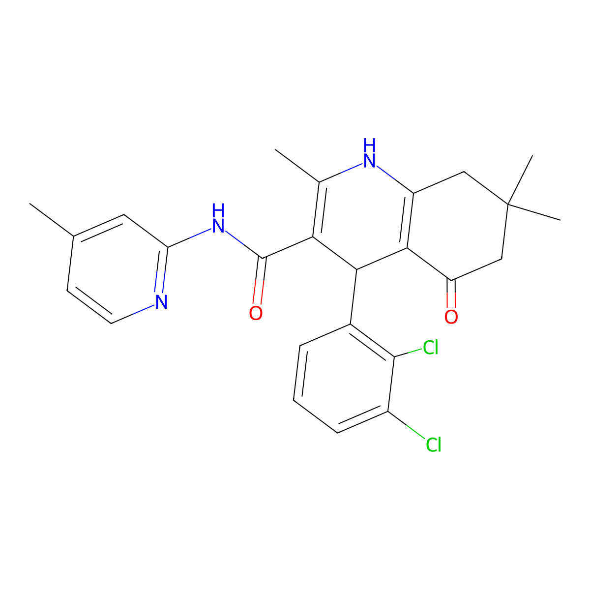 4-(2,3-Dichlorophenyl)-2,7,7-trimethyl-N-(4-methyl-2-pyridinyl)-5-oxo-1,4,5,6,7,8-hexahydro-3-quinolinecarboxamide molecular structure, CAS 400845-77-4
