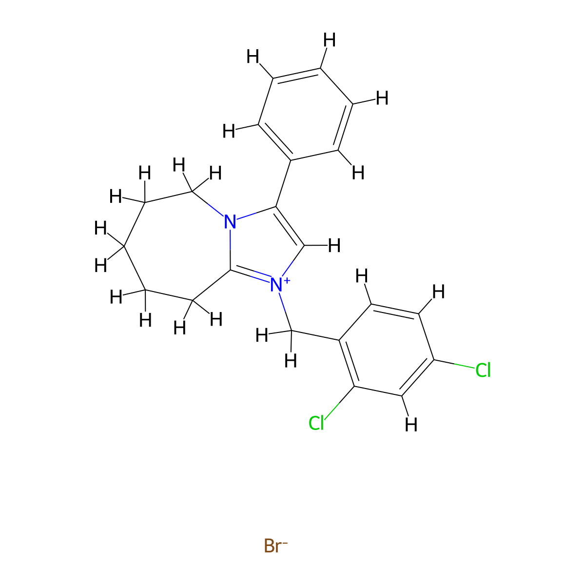 5H-Imidazo(1,2-a)azepinium, 1-((2,4-dichlorophenyl)methyl)-6,7,8,9-tetrahydro-3-phenyl-, bromide molecular structure, CAS 400856-69-1