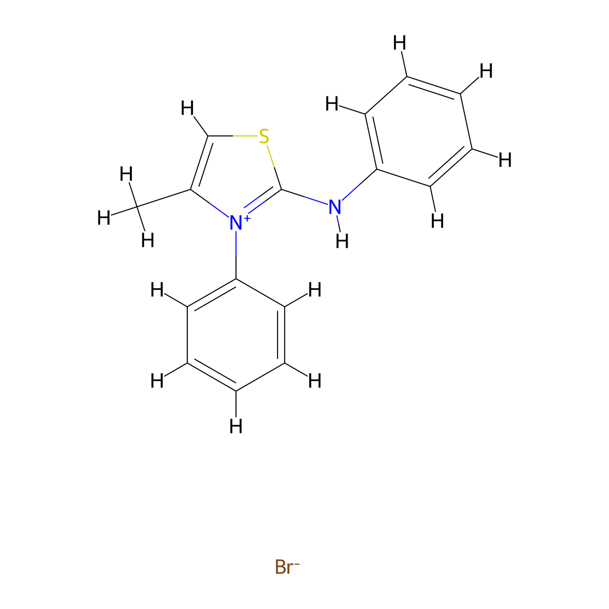 4-Methyl-3-phenyl-2-(phenylamino)thiazol-3-ium bromide molecular structure, CAS 400856-85-1