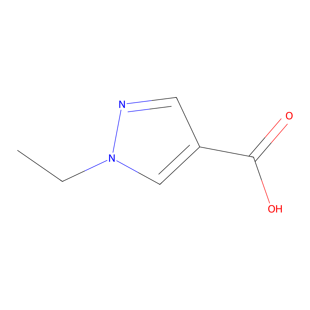 1-ethyl-1H-pyrazole-4-carboxylic acid molecular structure, CAS 400858-54-0