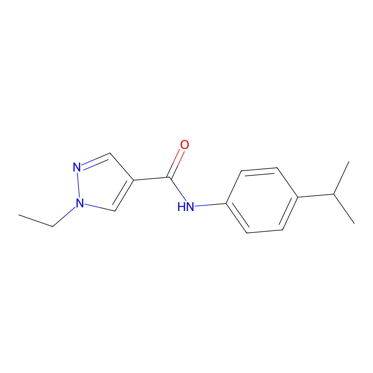1-ethyl-N-(4-propan-2-ylphenyl)pyrazole-4-carboxamide molecular structure, CAS 400858-55-1