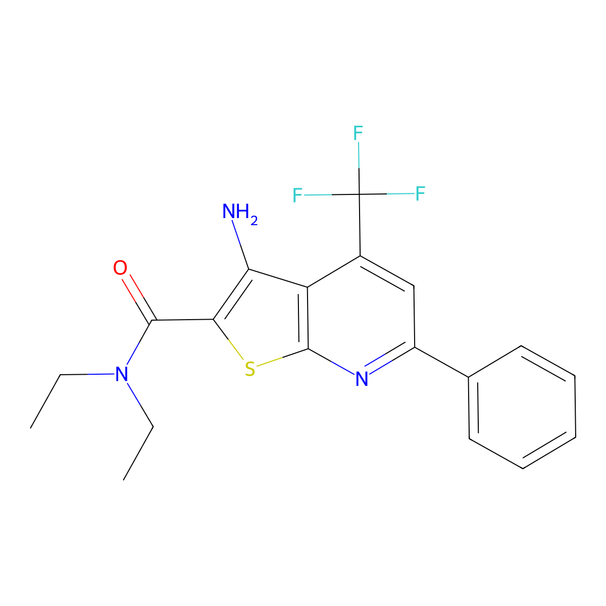 3-Amino-N,N-diethyl-6-PH-4-(trifluoromethyl)thieno(2,3-B)pyridine-2-carboxamide molecular structure, CAS 400863-50-5