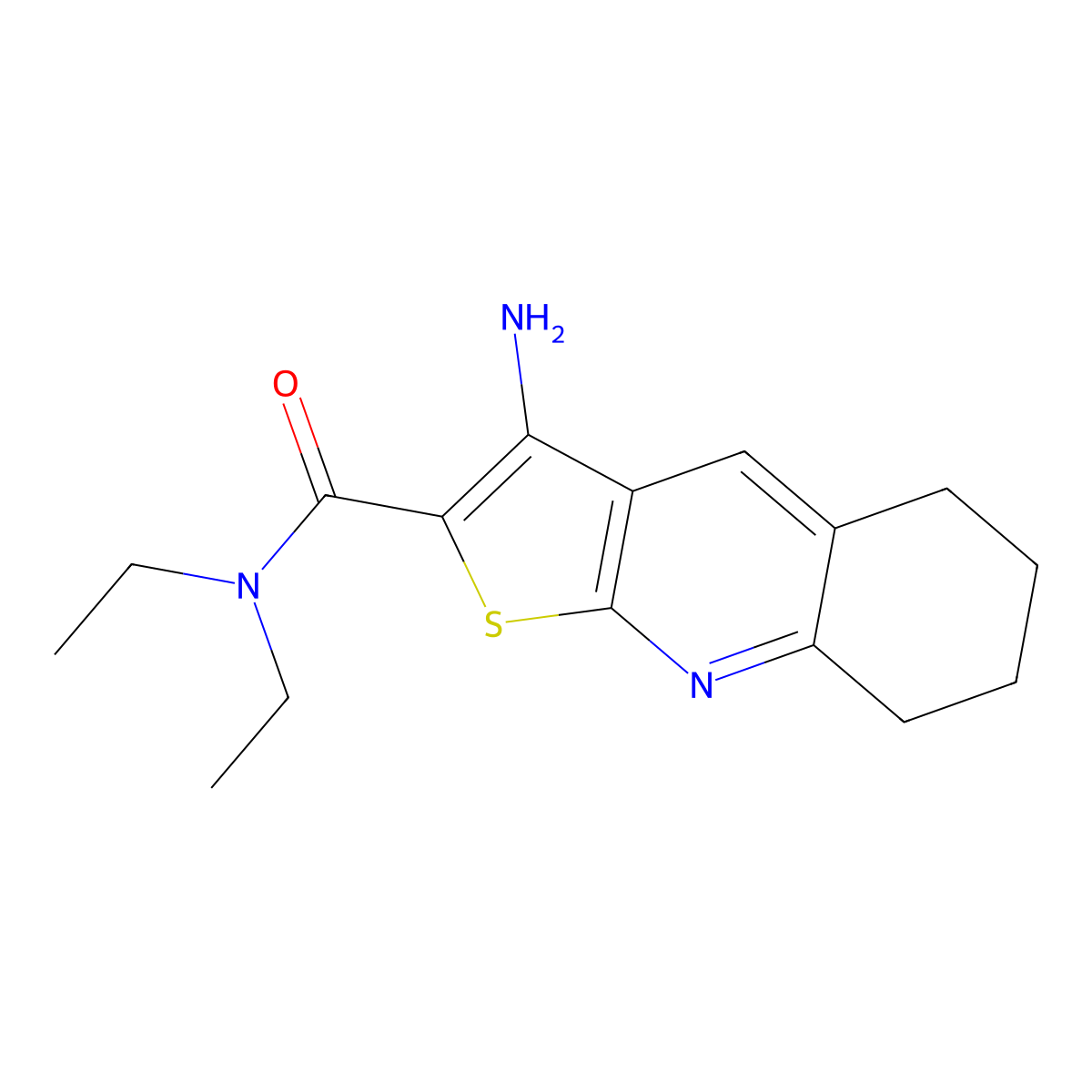 3-Amino-N,N-diethyl-5,6,7,8-tetrahydrothieno(2,3-B)quinoline-2-carboxamide molecular structure, CAS 400863-69-6