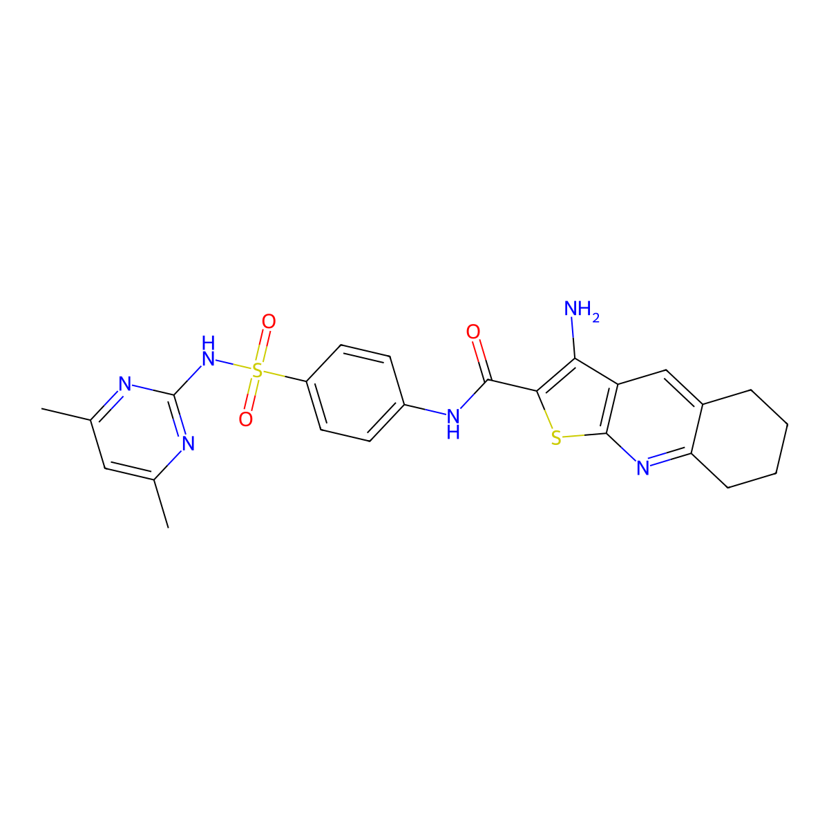 3-Amino-N-(4-(((4,6-dimethyl-2-pyrimidinyl)amino)sulfonyl)phenyl)-5,6,7,8-tetrahydrothieno(2,3-B)quinoline-2-carboxamide molecular structure, CAS 400863-72-1