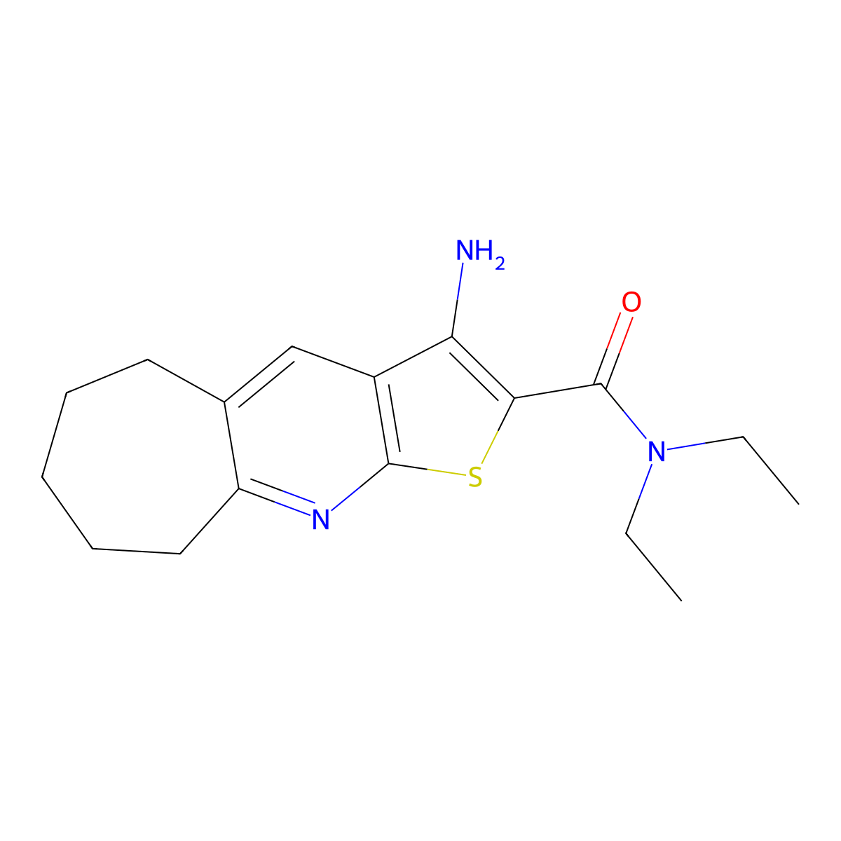 3-Amino-N,N-diethyl-6,7,8,9-tetrahydro-5H-cyclohepta(B)thieno(3,2-E)pyridine-2-carboxamide molecular structure, CAS 400863-75-4