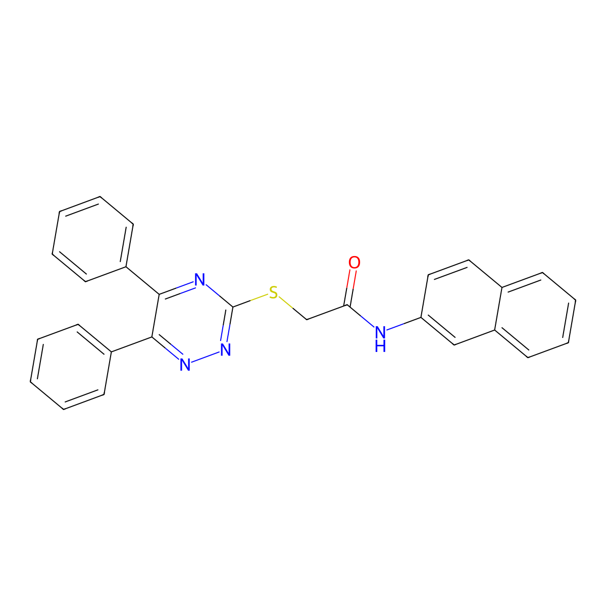 2-((5,6-Diphenyl-1,2,4-triazin-3-YL)thio)-N-(2-naphthyl)acetamide molecular structure, CAS 400863-91-4