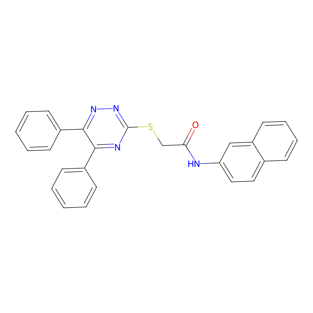 2-((5,6-Diphenyl-1,2,4-triazin-3-YL)thio)-N-(2-naphthyl)acetamide molecular structure, CAS 400863-91-4