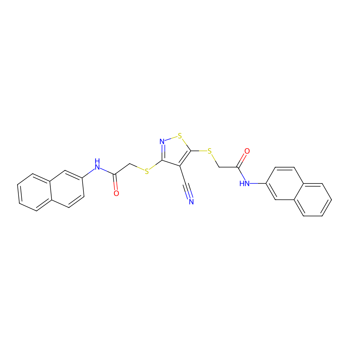 2-((4-Cyano-3-((2-(2-naphthylamino)-2-oxoethyl)sulfanyl)-5-isothiazolyl)sulfanyl)-N-(2-naphthyl)acetamide molecular structure, CAS 400863-98-1
