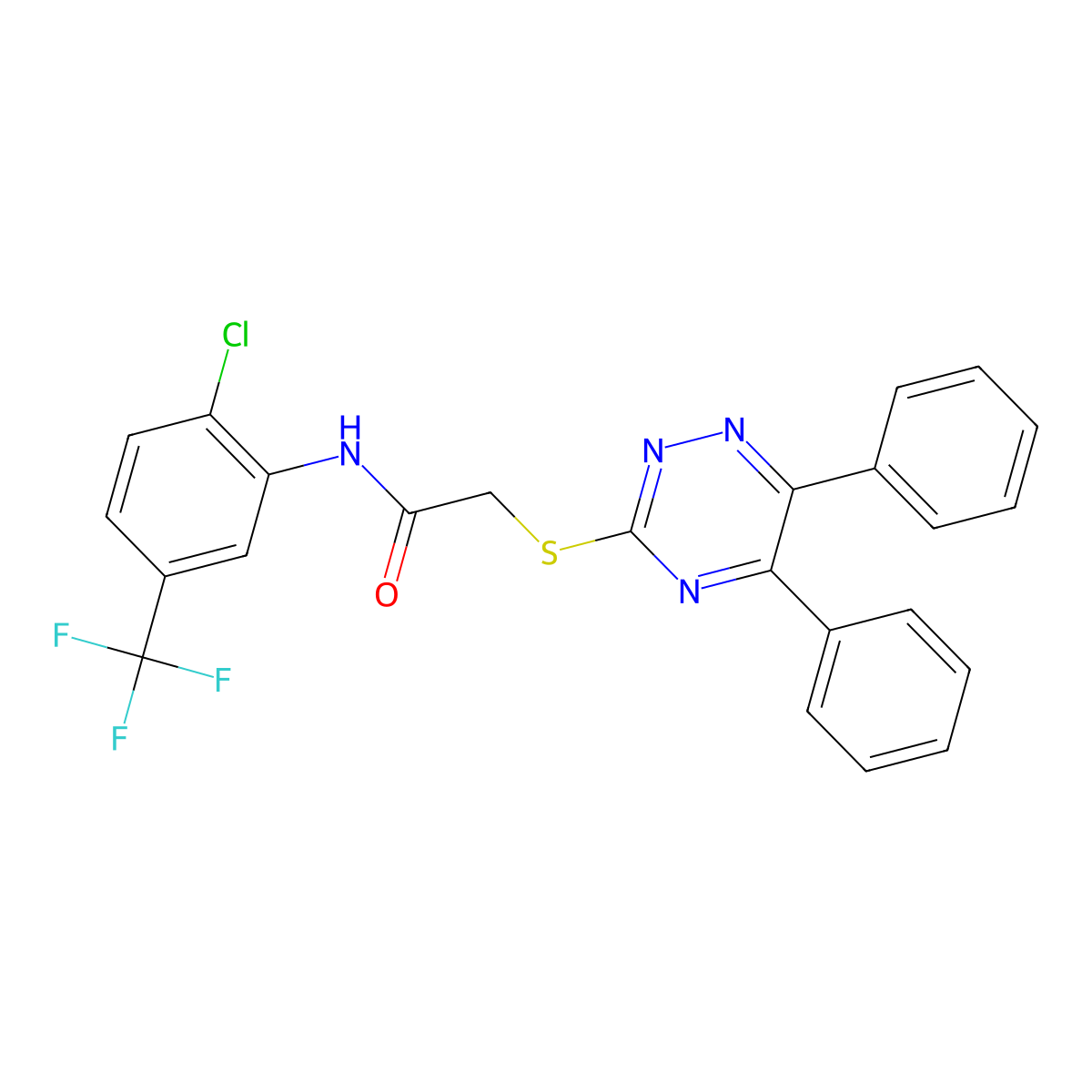 N-(2-CL-5-(Trifluoromethyl)PH)-2-((5,6-DI-PH-1,2,4-triazin-3-YL)thio)acetamide molecular structure, CAS 400864-15-5