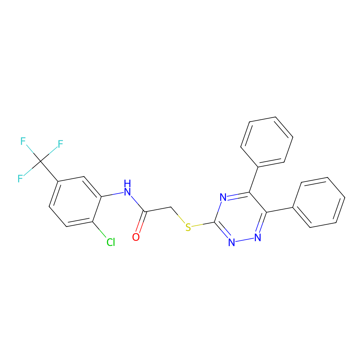 N-(2-CL-5-(Trifluoromethyl)PH)-2-((5,6-DI-PH-1,2,4-triazin-3-YL)thio)acetamide molecular structure, CAS 400864-15-5