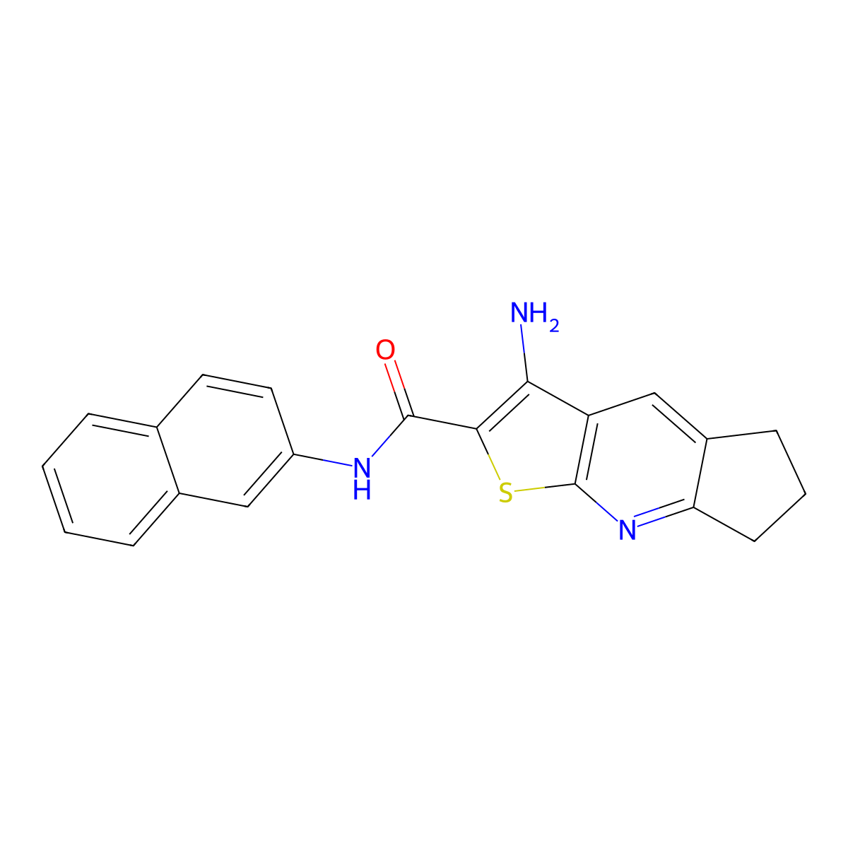 3-Amino-N-(2-naphthyl)-6,7-dihydro-5H-cyclopenta(B)thieno(3,2-E)pyridine-2-carboxamide molecular structure, CAS 400864-35-9