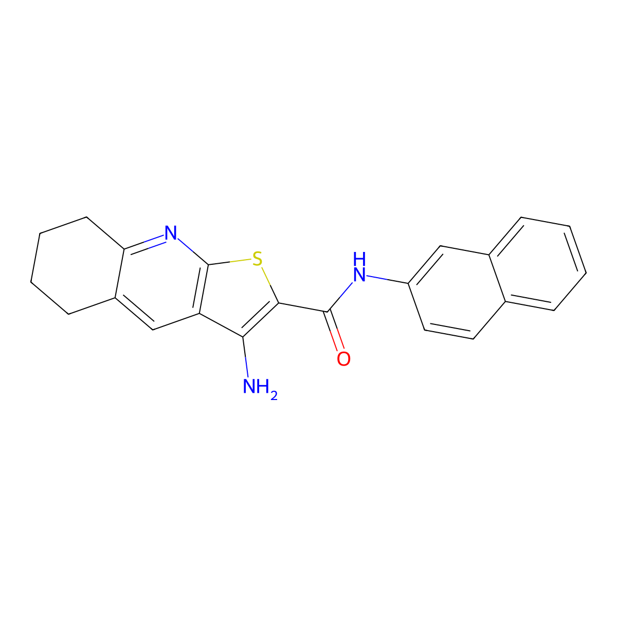 3-Amino-N-(2-naphthyl)-5,6,7,8-tetrahydrothieno(2,3-B)quinoline-2-carboxamide molecular structure, CAS 400864-36-0