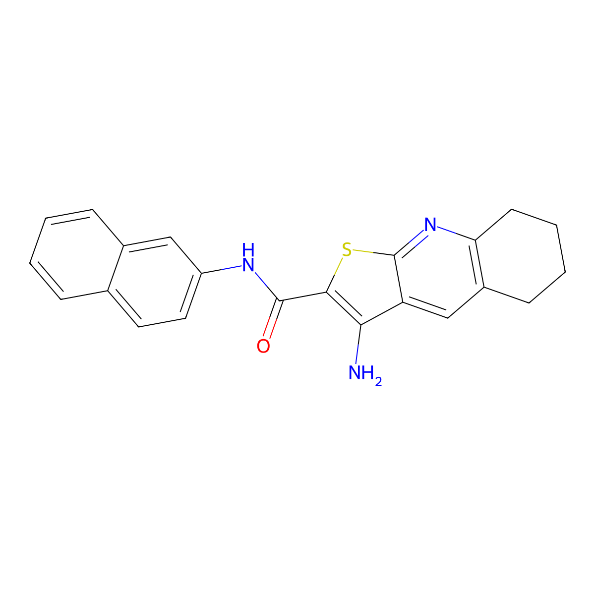 3-Amino-N-(2-naphthyl)-5,6,7,8-tetrahydrothieno(2,3-B)quinoline-2-carboxamide molecular structure, CAS 400864-36-0