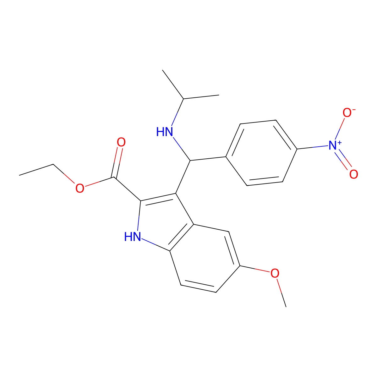 Ethyl 5-methoxy-3-[(4-nitrophenyl)[(propan-2-YL)amino]methyl]-1H-indole-2-carboxylate molecular structure, CAS 400866-47-9