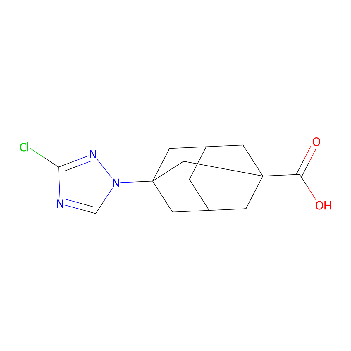 3-(3-chloro-1H-1,2,4-triazol-1-yl)adamantane-1-carboxylic acid molecular structure, CAS 400869-55-8