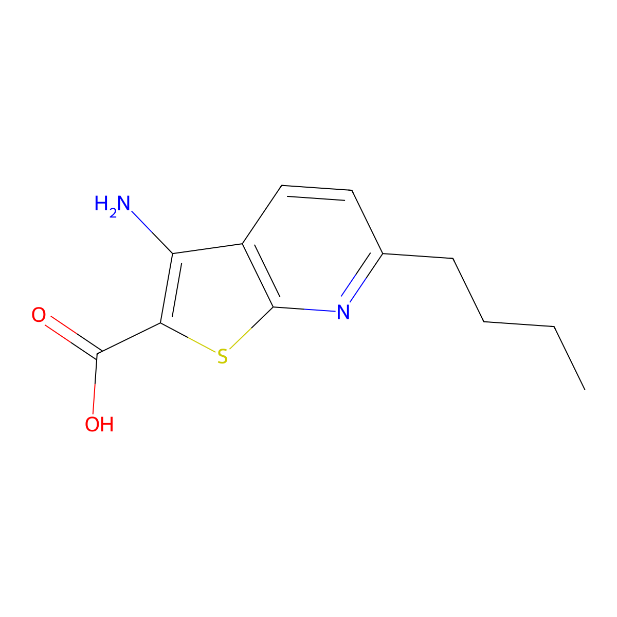 3-Amino-6-butylthieno[2,3-b]pyridine-2-carboxylic acid molecular structure, CAS 400869-62-7