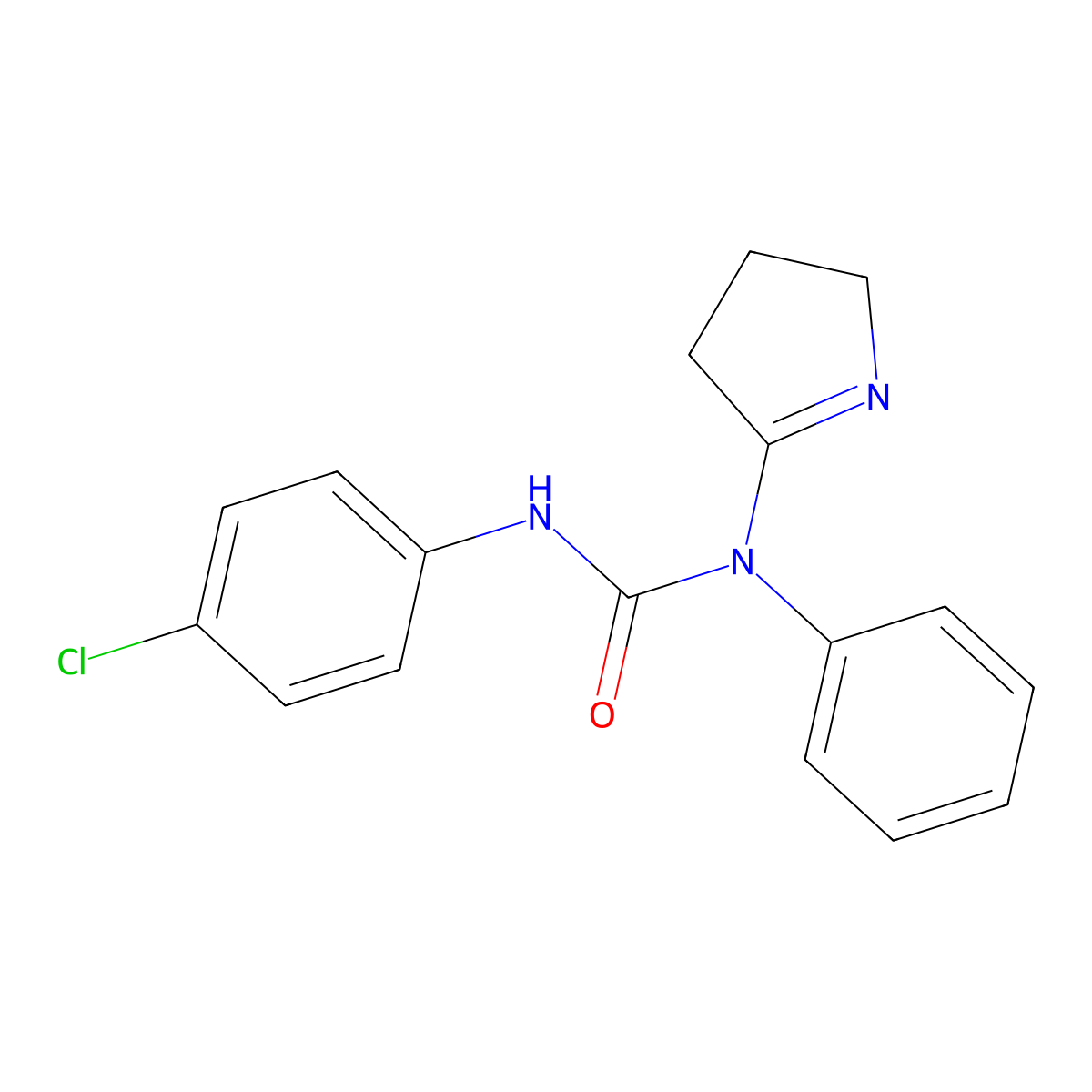 3-(4-chlorophenyl)-1-(3,4-dihydro-2H-pyrrol-5-yl)-1-phenylurea molecular structure, CAS 400870-06-6