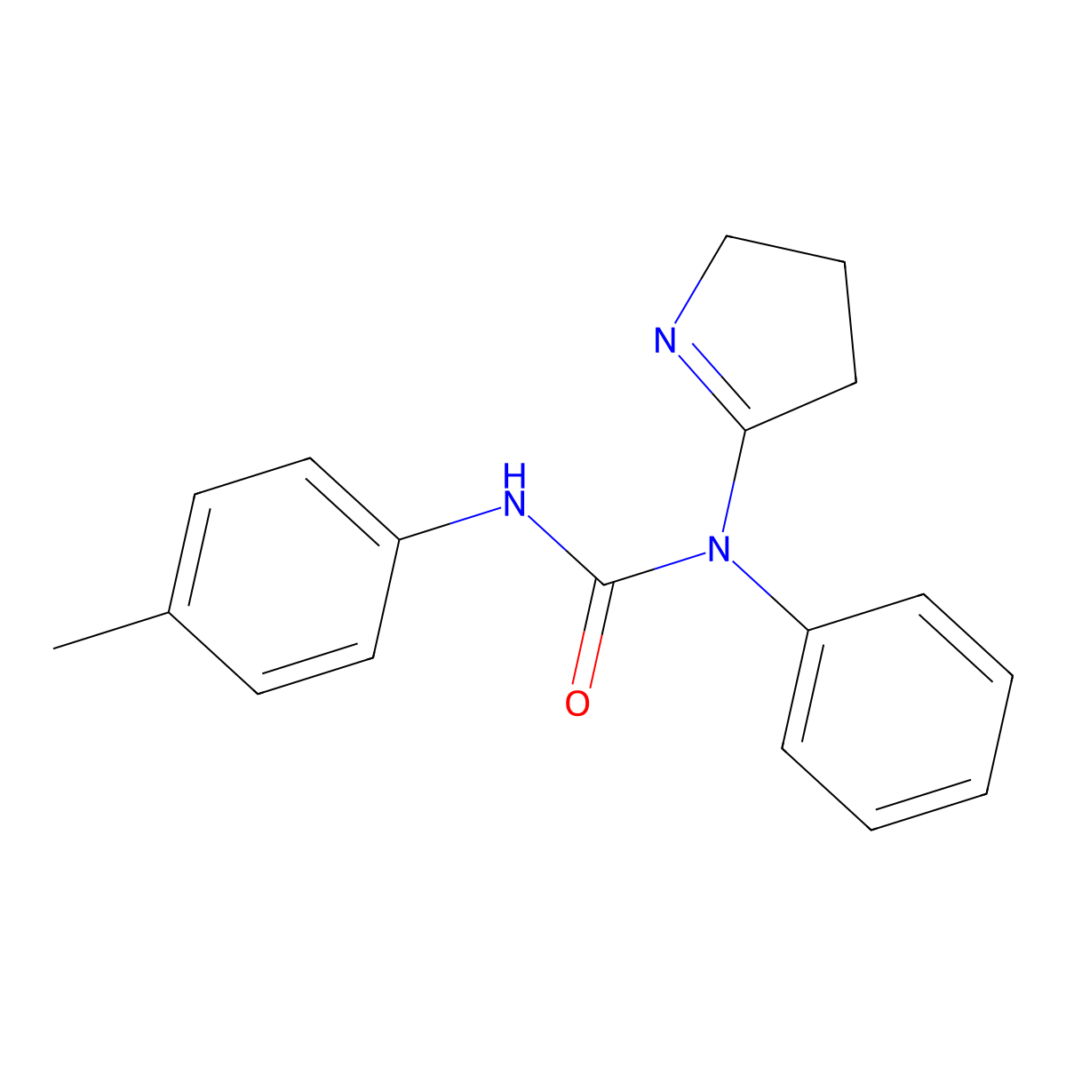 1-(3,4-dihydro-2H-pyrrol-5-yl)-1-phenyl-3-(p-tolyl)urea molecular structure, CAS 400870-08-8