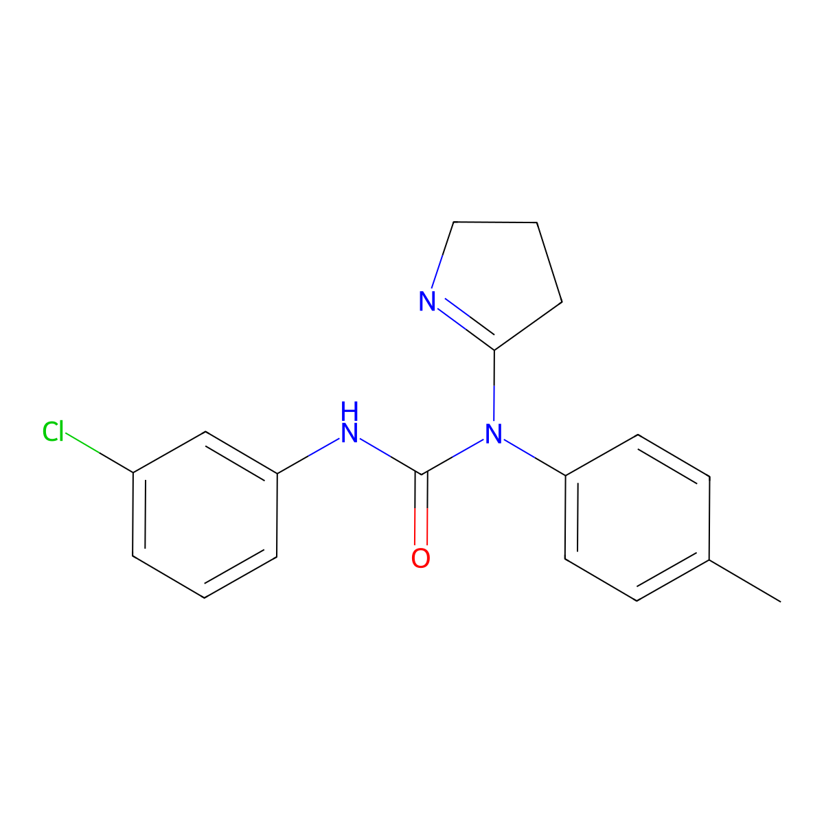 3-(3-chlorophenyl)-1-(3,4-dihydro-2H-pyrrol-5-yl)-1-(p-tolyl)urea molecular structure, CAS 400870-11-3