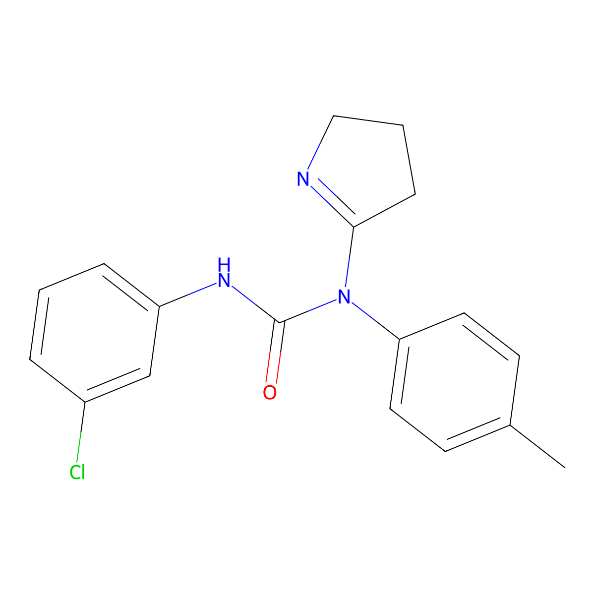 3-(3-chlorophenyl)-1-(3,4-dihydro-2H-pyrrol-5-yl)-1-(p-tolyl)urea molecular structure, CAS 400870-11-3