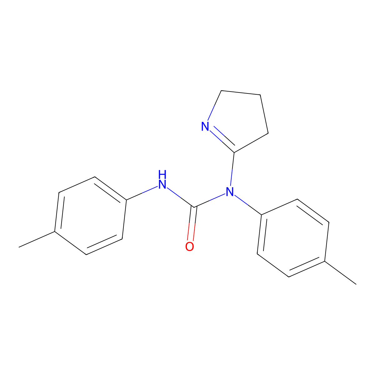1-(3,4-dihydro-2H-pyrrol-5-yl)-1,3-di-p-tolylurea molecular structure, CAS 400870-16-8