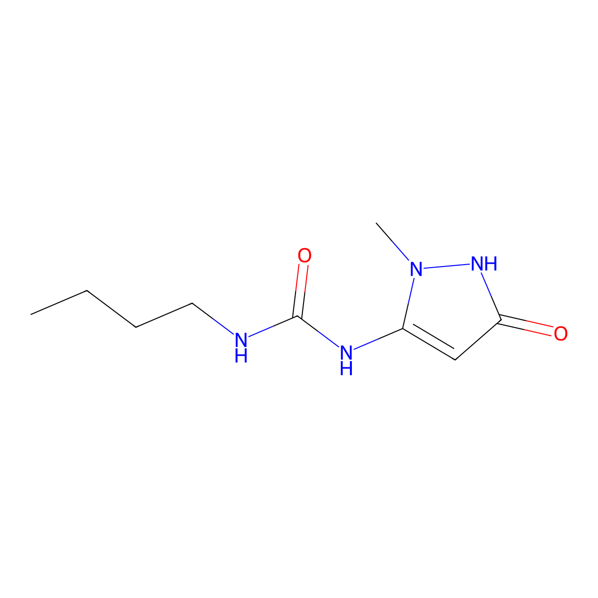 N-butyl-N'-(2-methyl-5-oxo-2,5-dihydro-1H-pyrazol-3-yl)urea molecular structure, CAS 400870-40-8