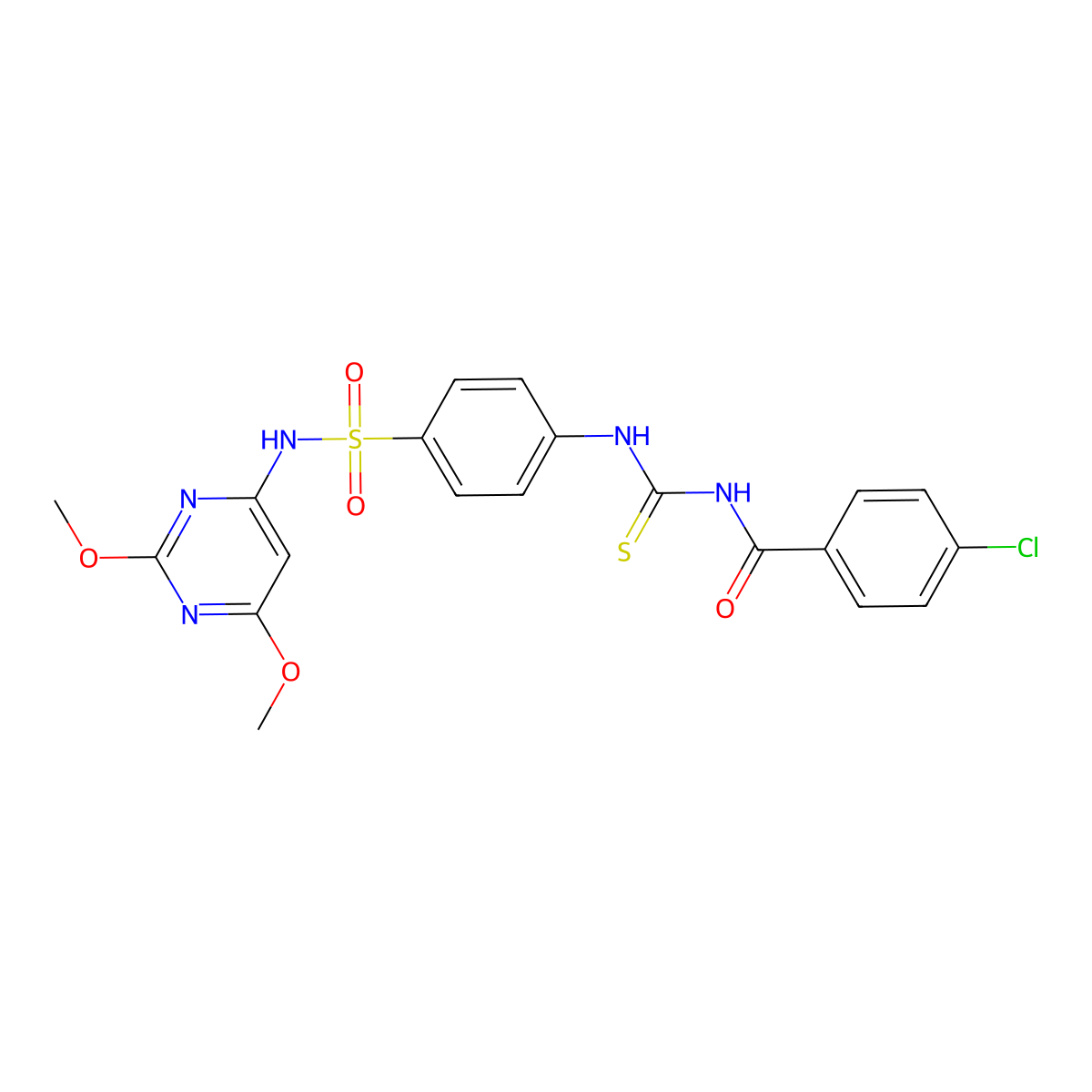 4-chloro-N-({4-[(2,6-dimethoxypyrimidin-4-yl)sulfamoyl]phenyl}carbamothioyl)benzamide molecular structure, CAS 400872-42-6