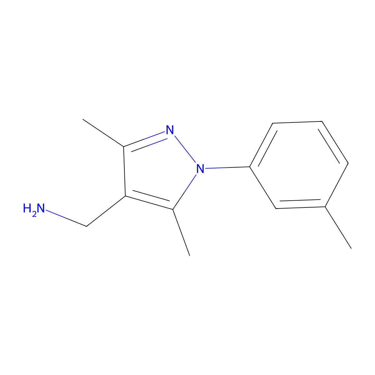 {[3,5-dimethyl-1-(3-methylphenyl)-1H-pyrazol-4-yl]methyl}amine molecular structure, CAS 400876-70-2